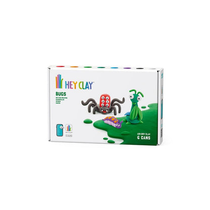 Hey Clay - Modelling Air-Dry Clay with Fun Interactive App - Spider, Mantis, Caterpillar, Series Bugs, 6 cans