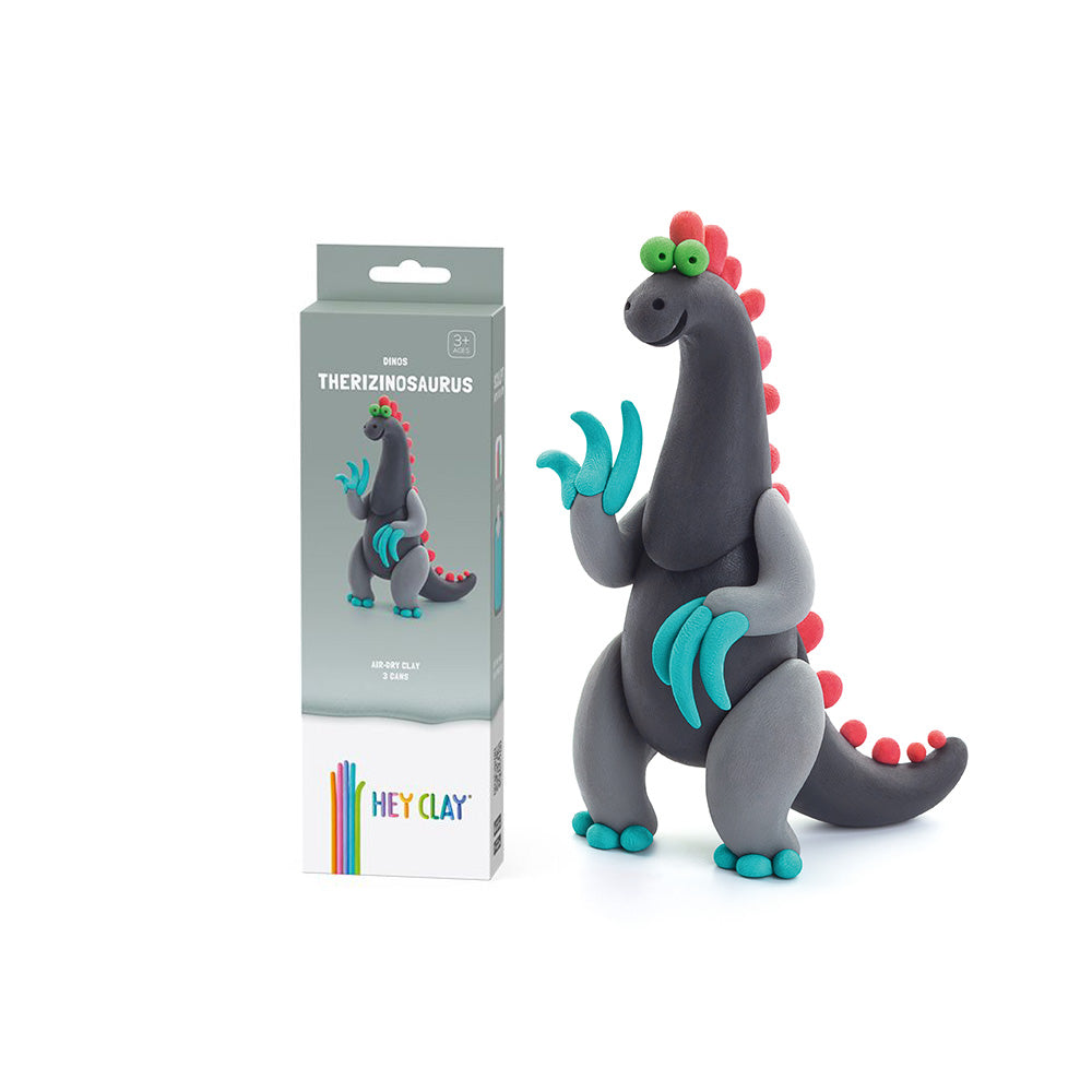 Hey Clay - Modelling Air-Dry Clay with Fun Interactive App - Therizinosaurus, series Mega Dinos, 3 cans