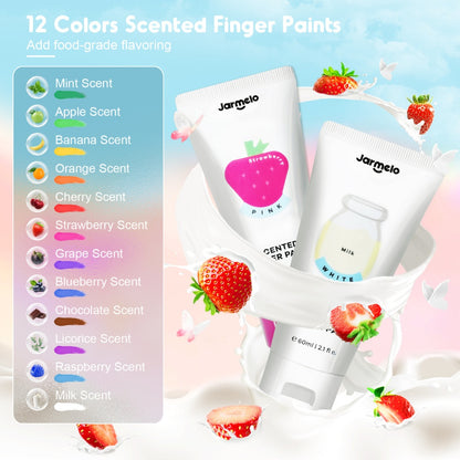 Jar Meló - Scented Finger Paint Set - 12 Colours for Kids Art & Sensory Play