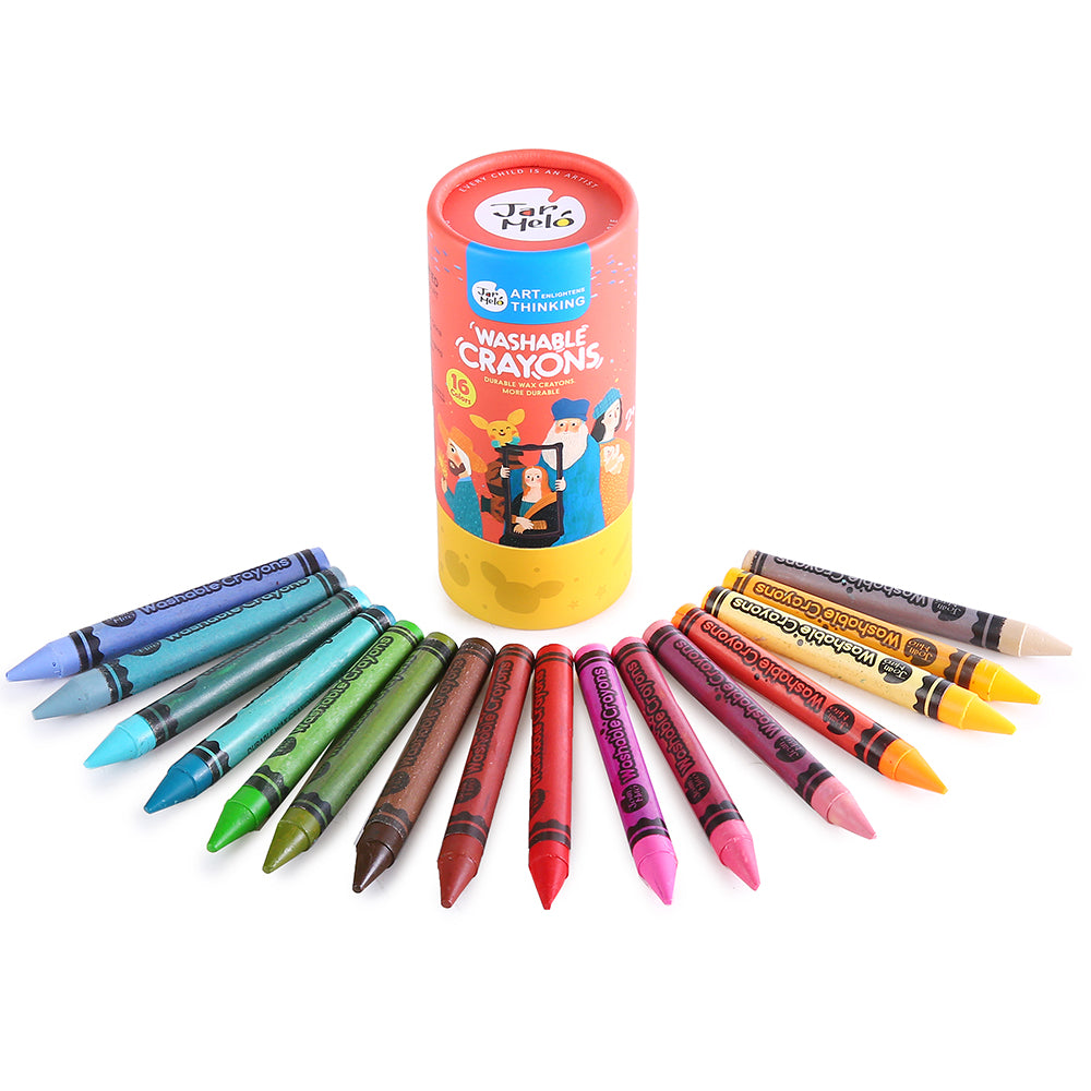 Jar Meló - Wax Crayons - Washable Non-Toxic - 16 Colours
