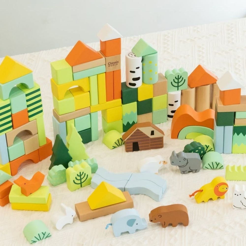 Classic World - Wooden Forest Building Blocks - 100pcs