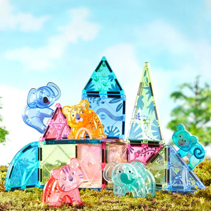 Mideer - Colourful Magnetic Tiles Building Set - Magical Jungle - 40pcs