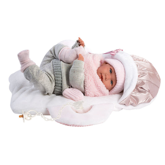 Llorens - Baby Girl Doll with Crying Mechanism, Carry Cot, Clothing & Accessories: Mimi - 42cm