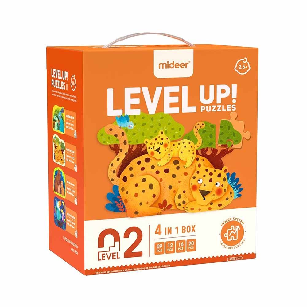 Mideer - Level Up Puzzles - 4-in-1 - Level 2 Animals Mom & Baby