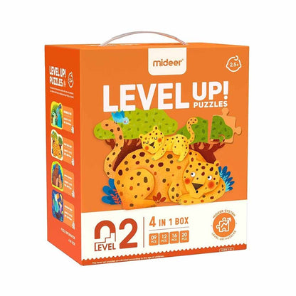 Mideer - Level Up Puzzles - 4-in-1 - Level 2 Animals Mom & Baby