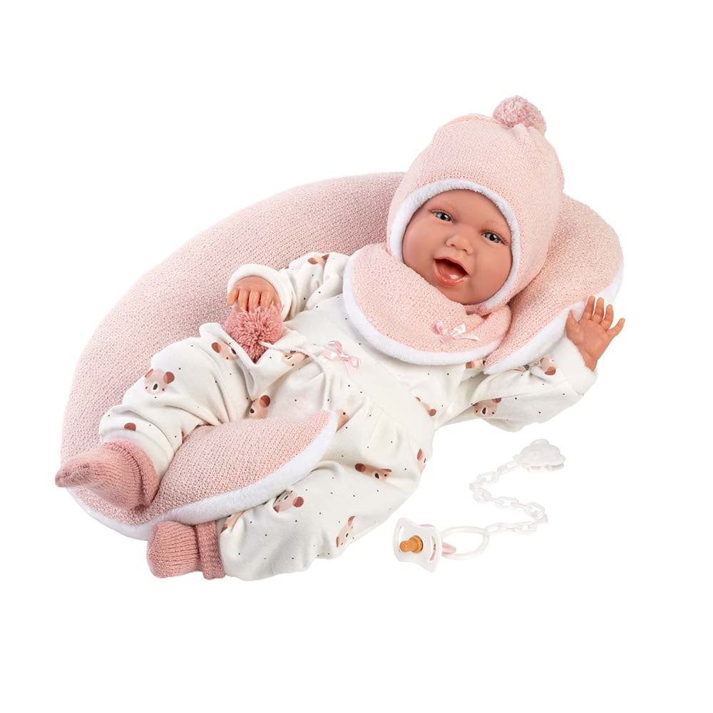 Llorens - Baby Girl Doll with Clothing & Pink Cushion: Mimi - 42cm