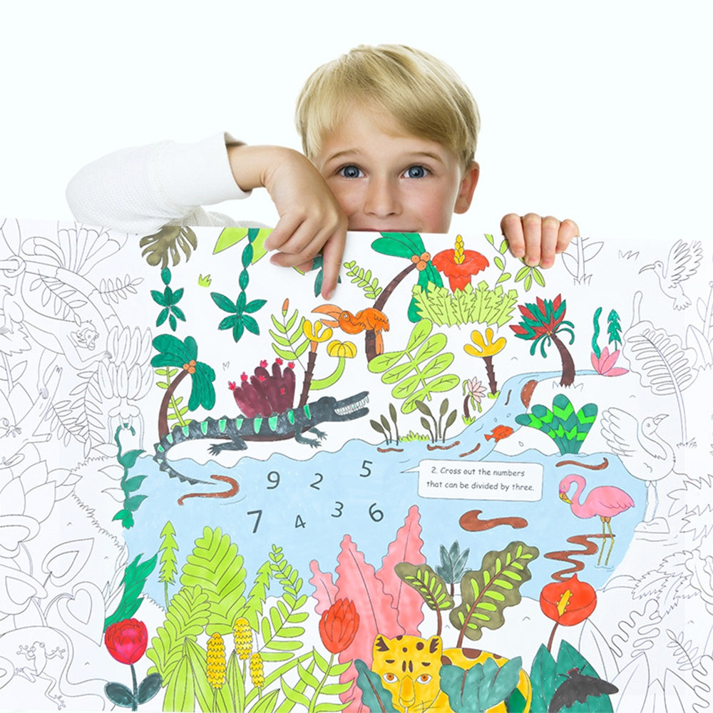 Mideer - Giant Colouring Roll - Jungle - 10m & 24 Crayons Bundle
