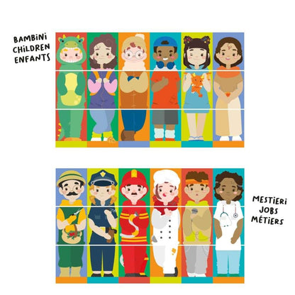 Quercetti - Mix & Match People & Jobs Rotating Puzzle for Toddlers