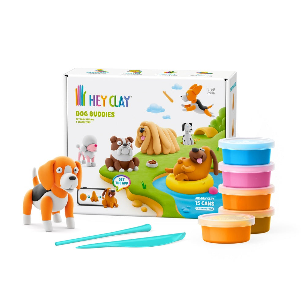 Hey Clay - Modelling Air-Dry Clay with Fun Interactive App - Dog Buddies, 15 cans