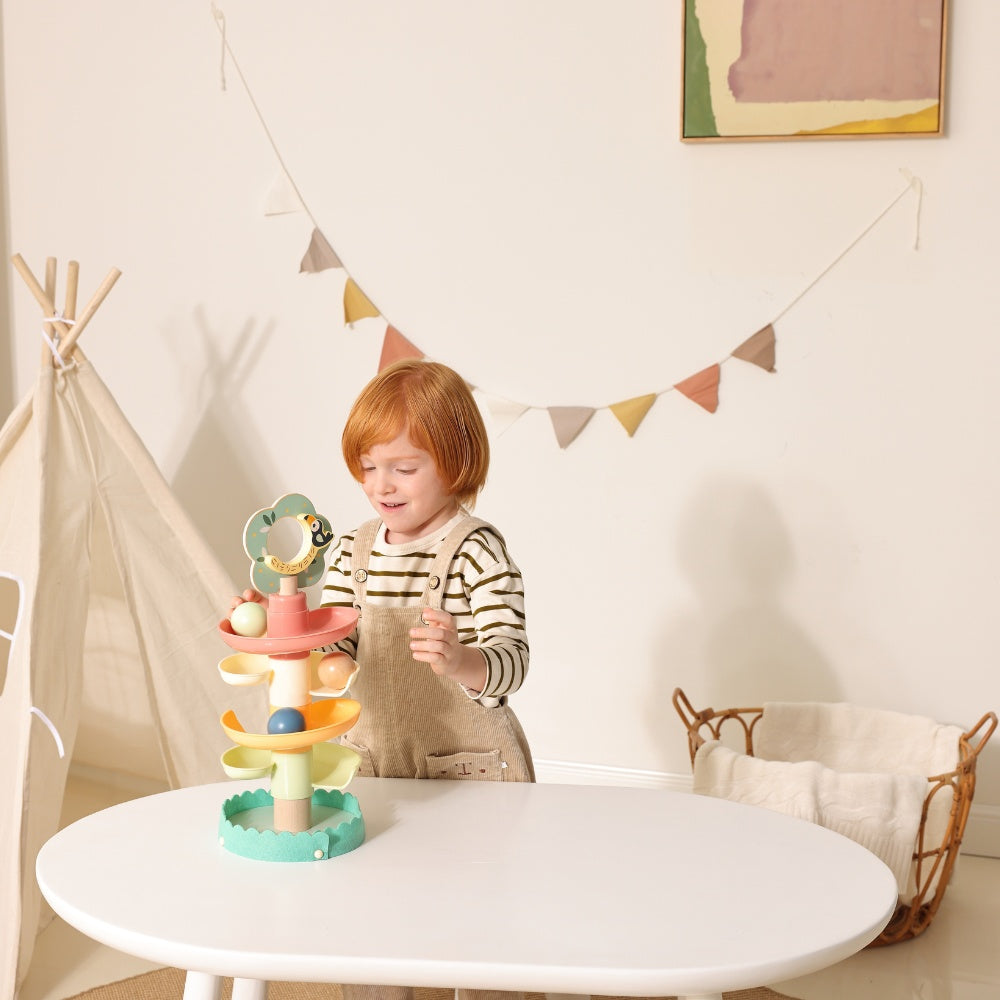 TookyToy - Ball Drop Tree Wooden Activity Toy for Toddlers - 10 Pieces