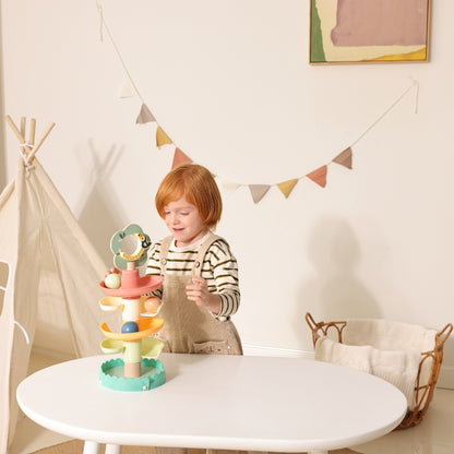 TookyToy - Ball Drop Tree Wooden Activity Toy for Toddlers - 10 Pieces