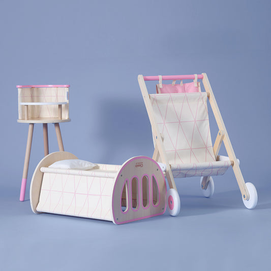 Classic World - Pretend & Play - 2-in-1 Modern Doll Cradle & Bed