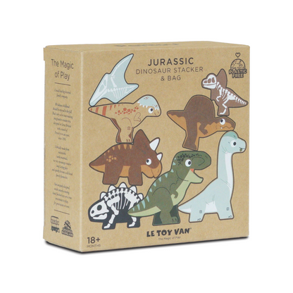 Le Toy Van - Wooden Jurassic Stacking Dinosaurs & Bag - 10pcs