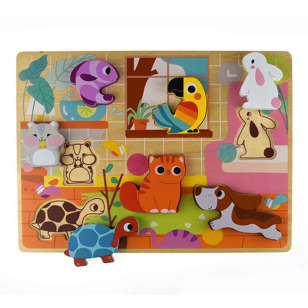 TookyToy - Wooden Chunky Pet Animals Puzzle - Motherhood