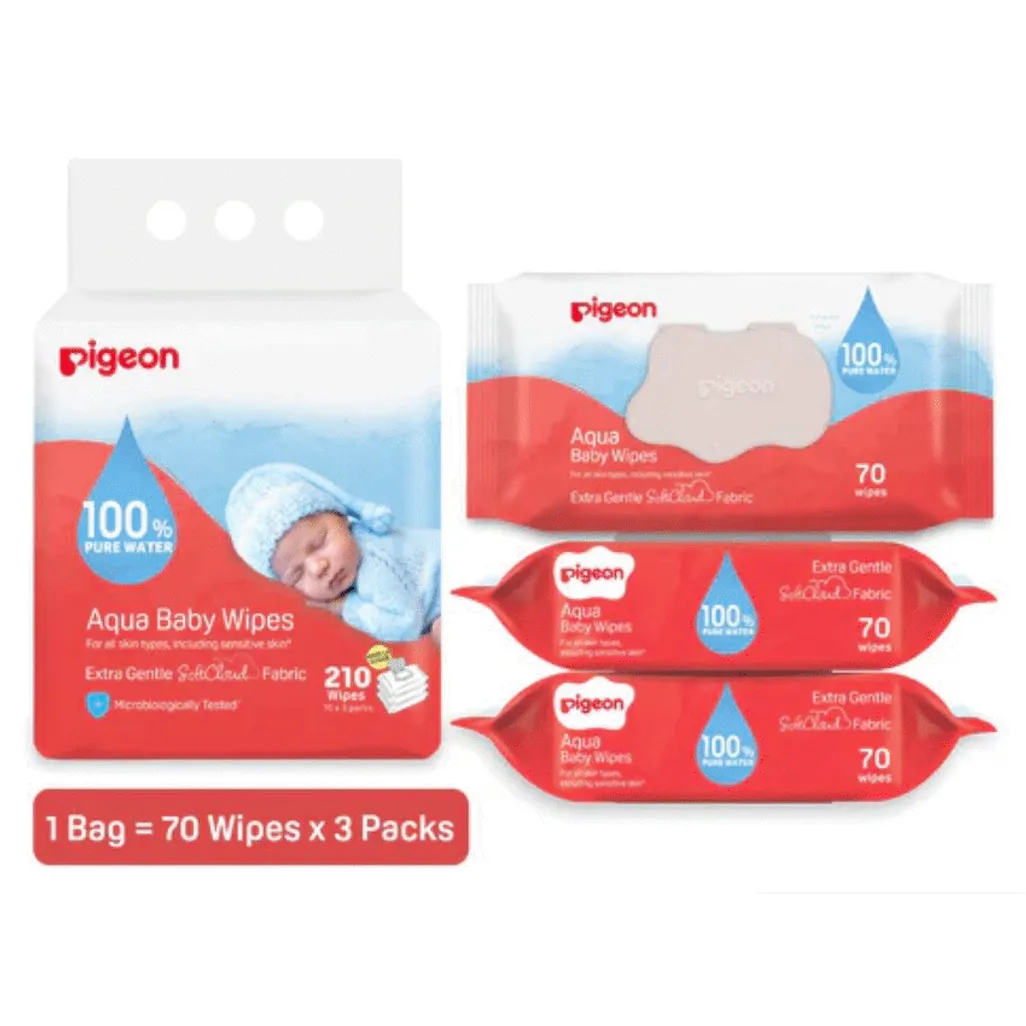 Pigeon Aqua Baby Wipes 70's Fliptop 3-in-1