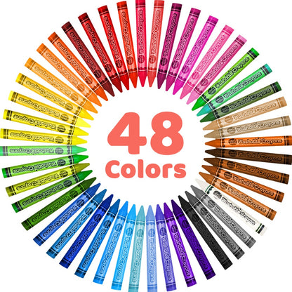 Jar Meló - Wax Crayons - Washable Non-Toxic - 48 Colours