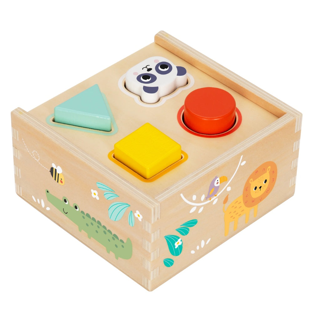 hi Pando - Colourful Wooden Shape Sorter with Animal Illustrations - 5pcs