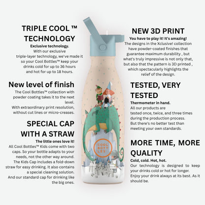 Cool Bottles - Kids Triple-Insulated Water Bottle - Messy Robots 350ml
