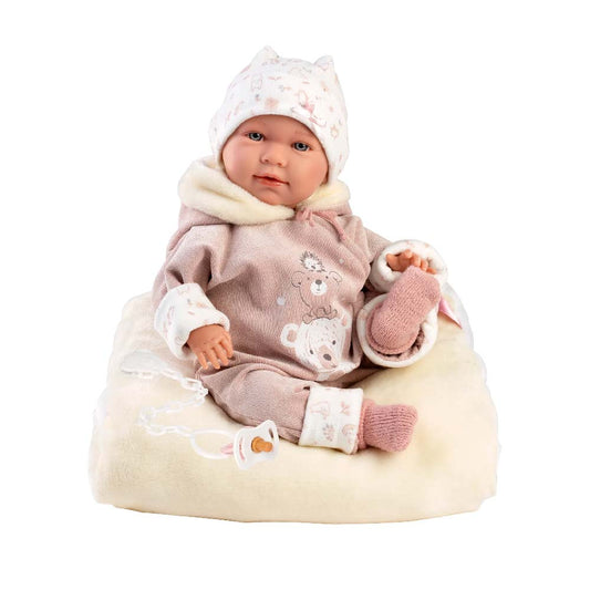 Llorens - Baby Girl Doll with Crying Mechanism, Clothing & Cushion: Lala - 42cm