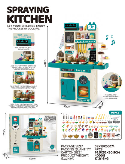 Cogo - Pretend & Play Kitchen Set with Light & Sound Effects - Blue - 93 Pieces