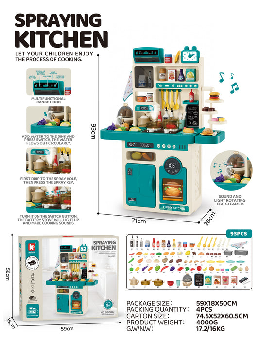 Cogo - Pretend & Play Kitchen Set with Light & Sound Effects - Blue - 93 Pieces