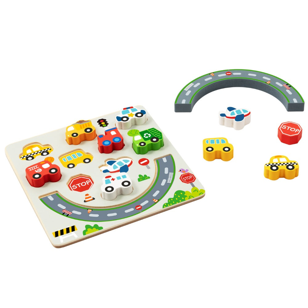 hi Pando - 2-in-1 Wooden Balancing Game and Puzzle: Transport 12 Pieces