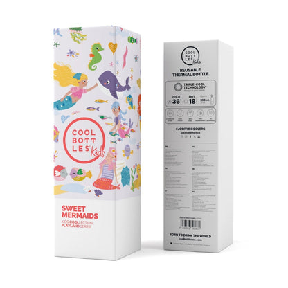 Cool Bottles - Kids Triple-Insulated Water Bottle - Sweet Mermaids 350ml