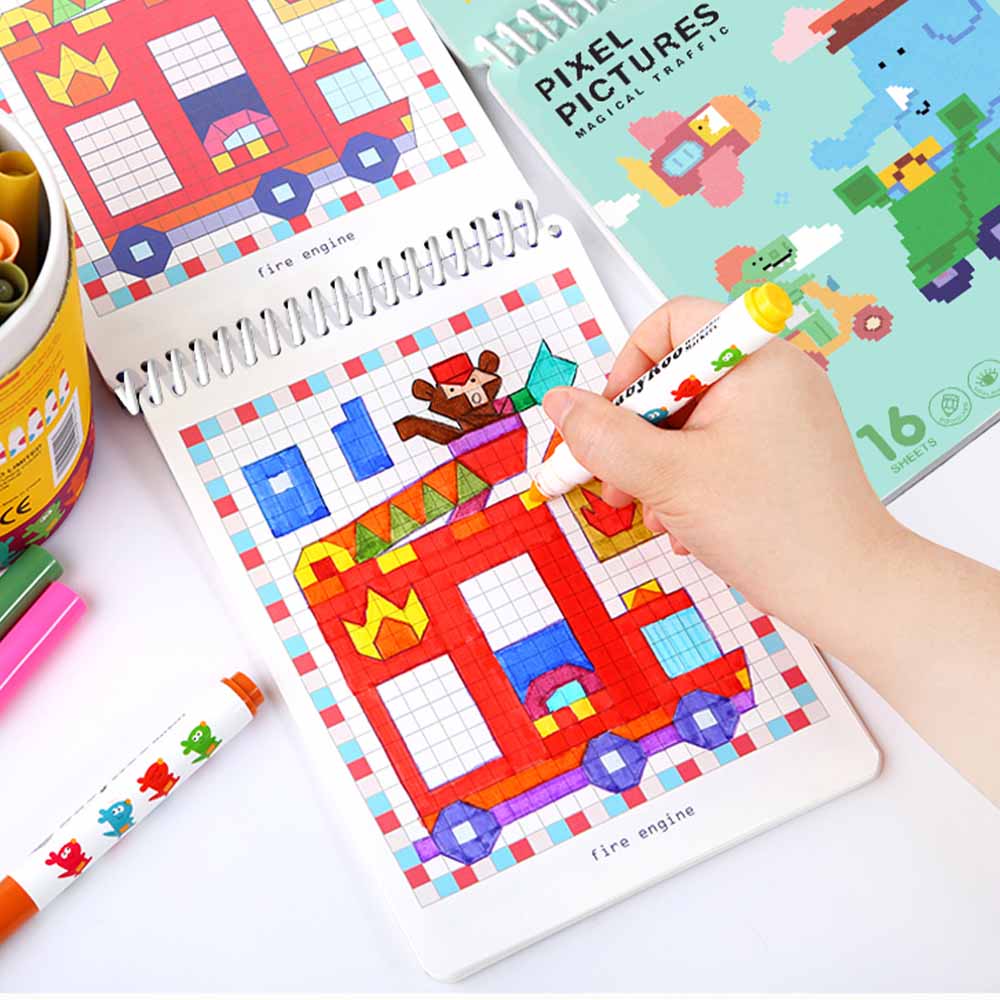 Jar Meló - Pixel Pictures Colouring Book - Magical Traffic - 16 pcs