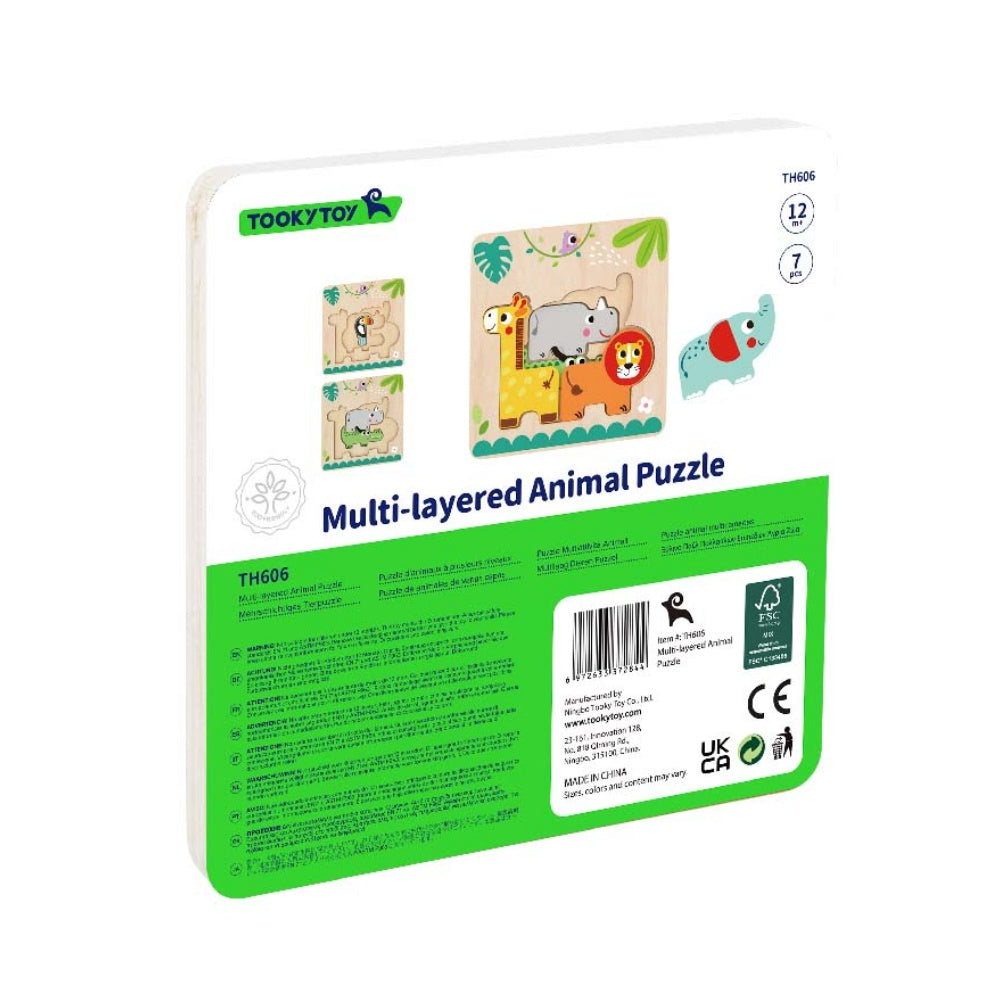 TookyToy - Multi-layered Wooden Puzzle - Animal Adventure