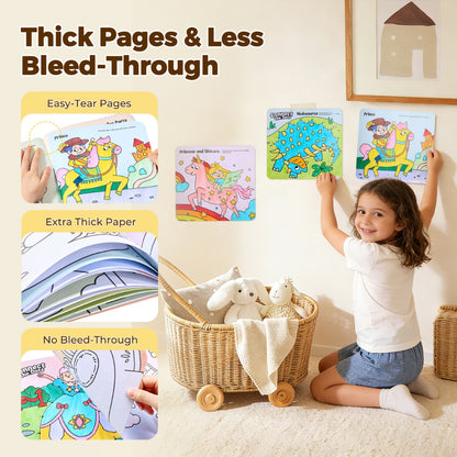 Jar Meló - Play & Learn Colouring Book Set: Dinosaurs & Fairies - 2 Books 60 Pages