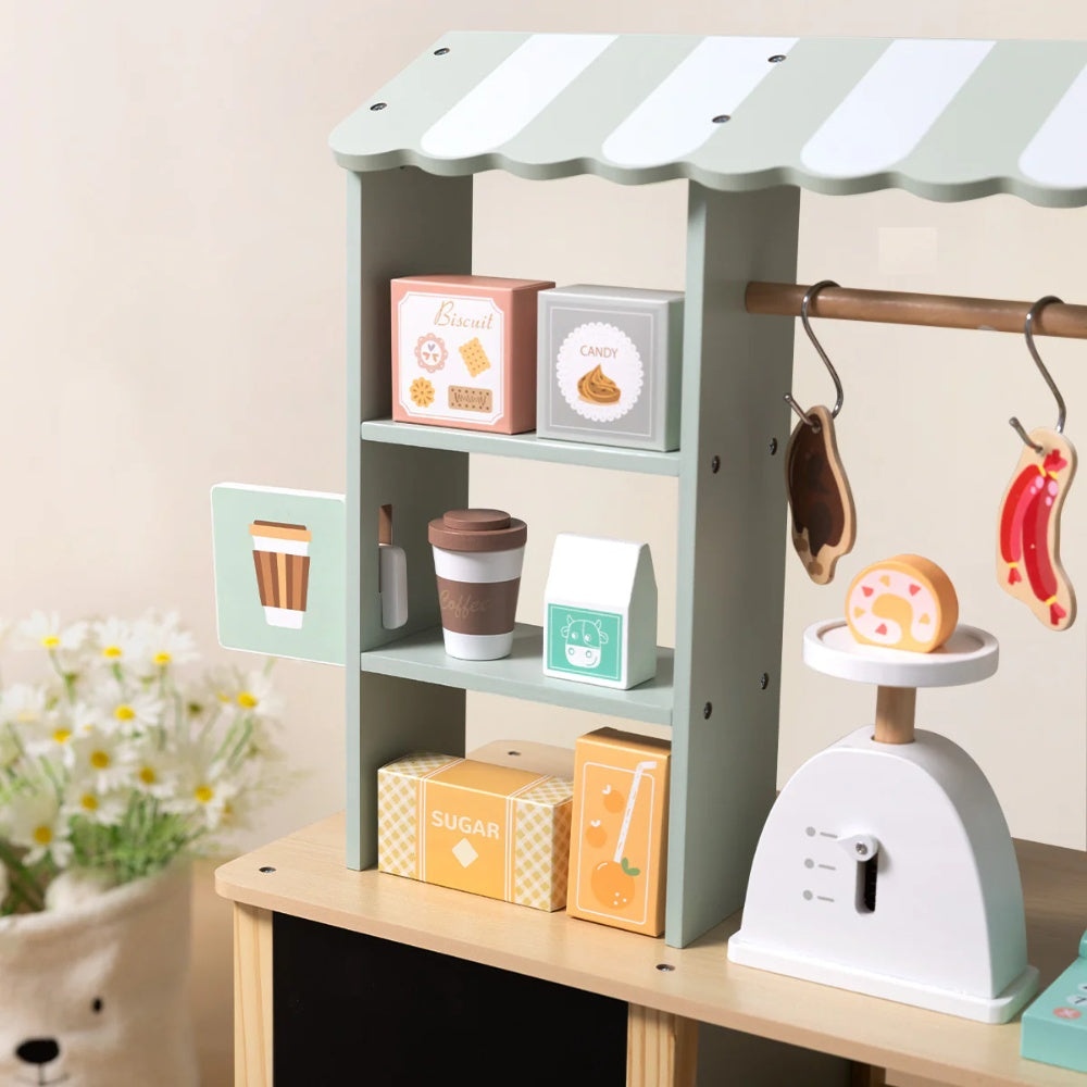 TookyToy - Pretend Play Wooden Grocery Store with Accessories