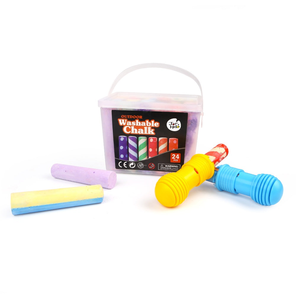 Jar Meló - Jumbo Sidewalk Chalk with Holders - 24 Colour Washable Kit