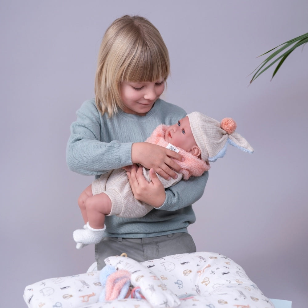 Llorens - Baby Girl Doll with Clothing & Animal themed Cushion: Mimi - 42cm