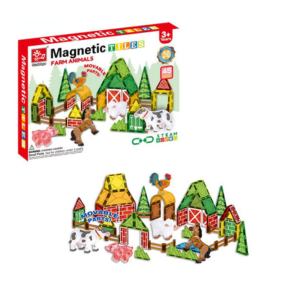 Magnetic Tiles - Farm Animal Set - 45 Pieces