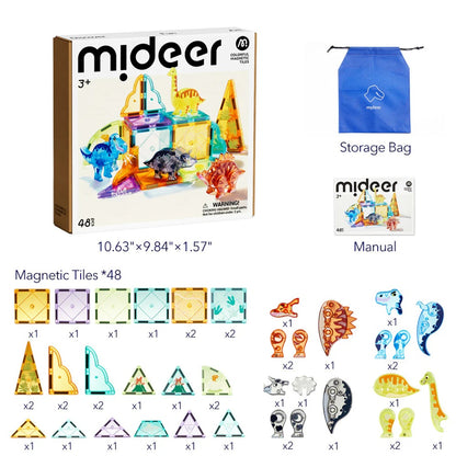 Mideer - Magnetic Tiles Building Set: Jurassic Adventure 48pcs