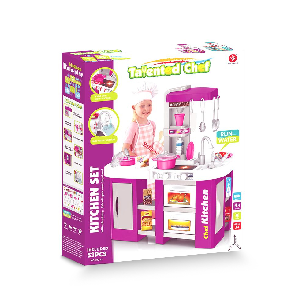 Cogo - Pretend & Play Kitchen Set with Light & Sound Effects - Purple - 53 Pieces