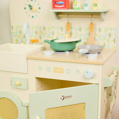 Classic World - Pretend & Play - Wooden Natural Kitchen - 16pcs