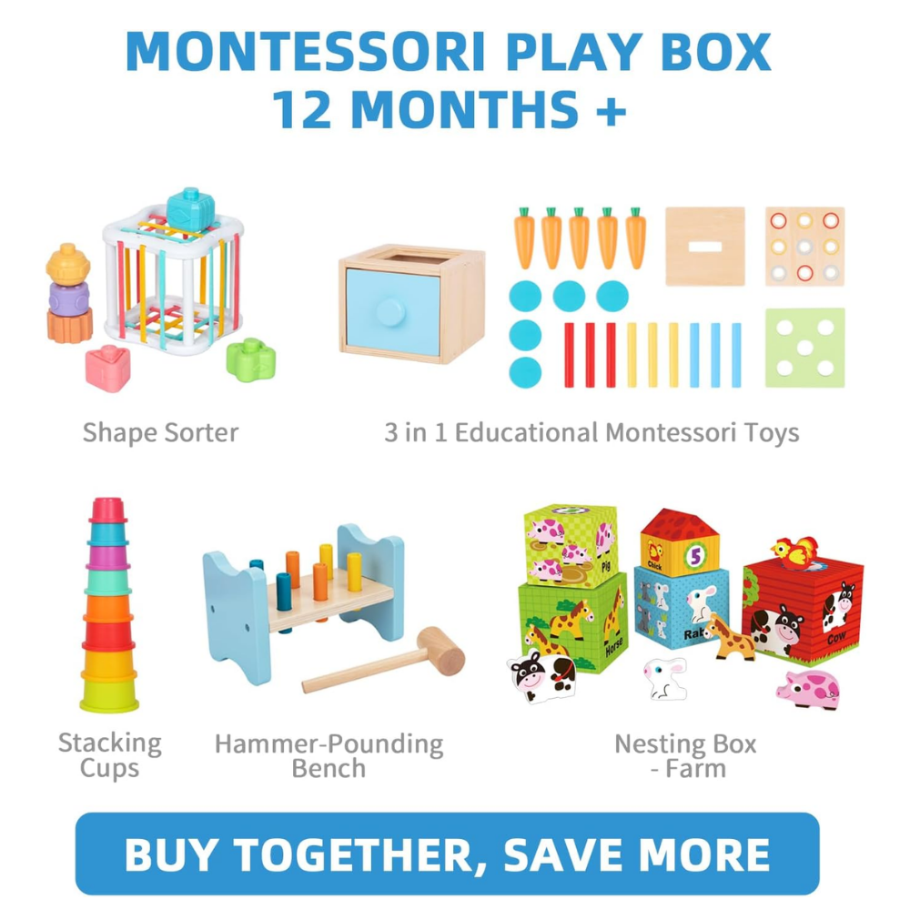 TookyToy - Montessori Activity Box The Thinker Playset - 7-12 Months