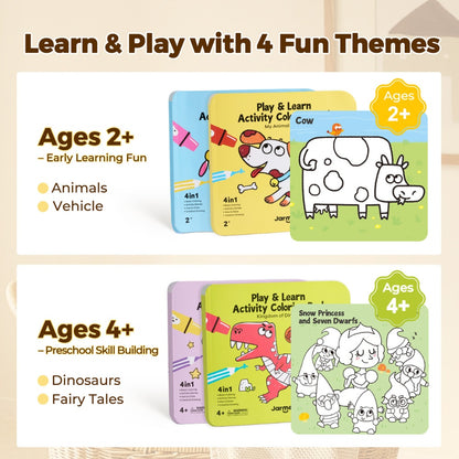 Jar Meló - Play & Learn Colouring Book Set: Dinosaurs & Fairies - 2 Books 60 Pages