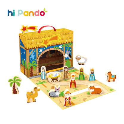 hi Pando - Nativity Scene - Wooden Christmas Story Play Box Set