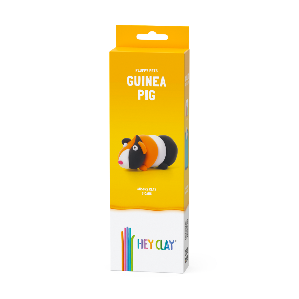 Hey Clay - Modelling Air-Dry Clay with Fun Interactive App - Guinea Pig, series Fluffy Pets, 3 cans