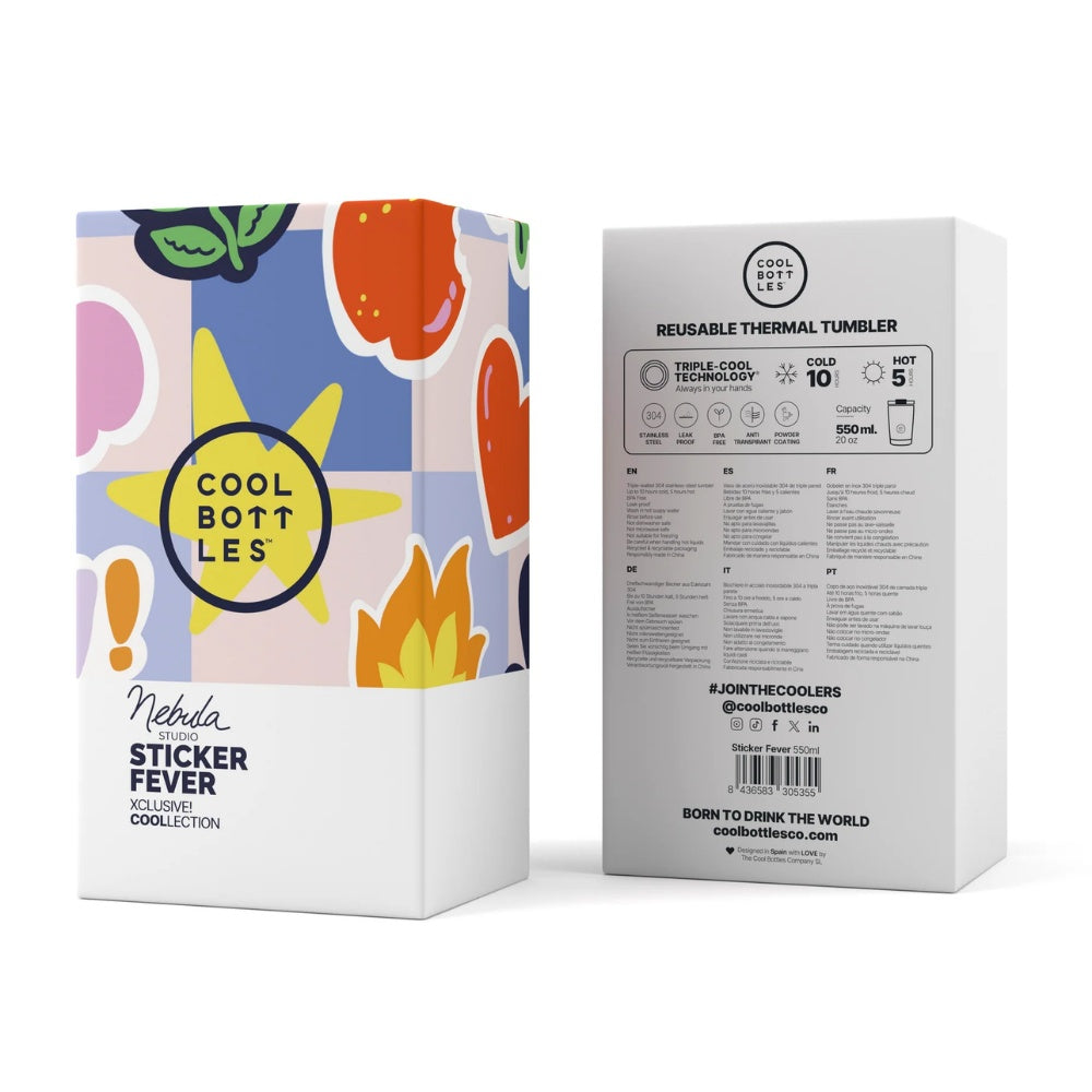 Cool Bottles - Triple-Insulated Travel Tumbler - Sticker Fever 550ml