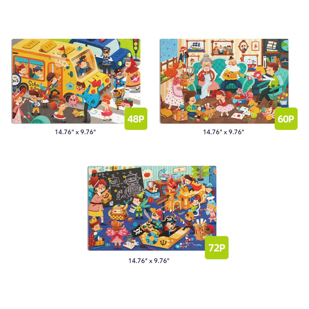 Mideer - Level Up Jigsaw Puzzle for Kids - 3-in-1 - Level 4 A Day of Mine