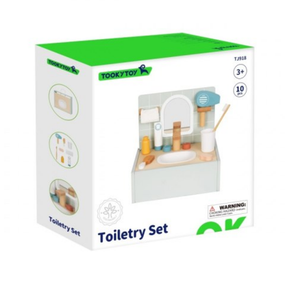 TookyToy - Pretend Play Bathroom Vanity & Toiletries Toy Playset