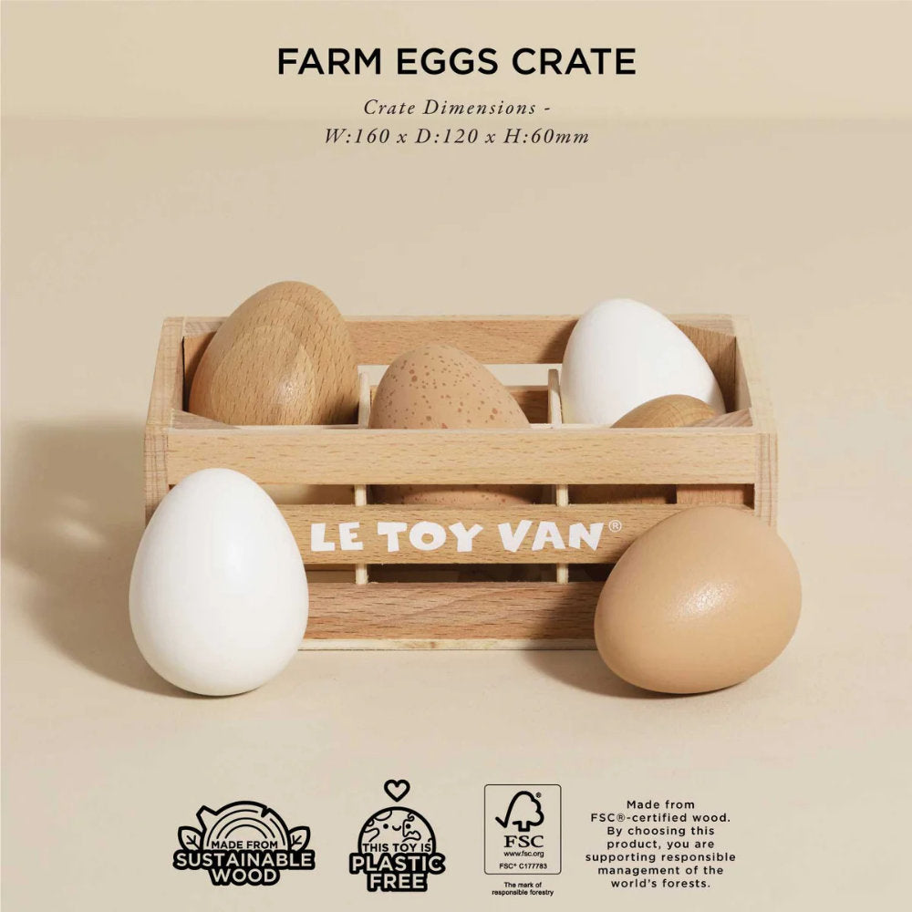 Le Toy Van - Wooden Farm Eggs Food Crate - 7pcs