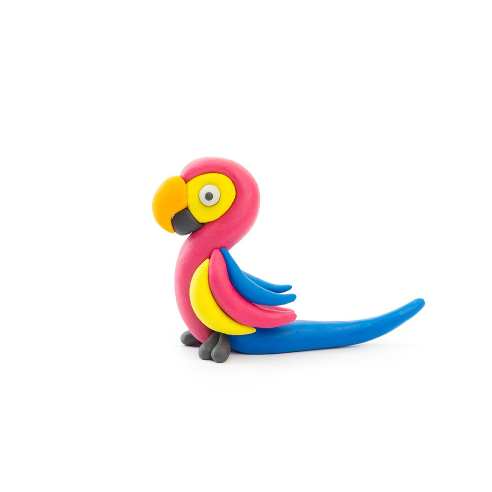 Hey Clay - Modelling Air-Dry Clay with Fun Interactive App - Ara Parrot, series Birds, 3 cans