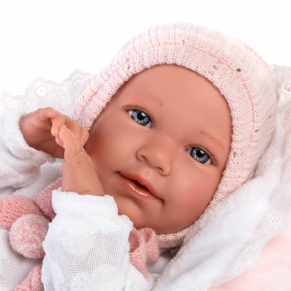 Llorens - Baby Girl Doll with Clothing, Accessories & Pink Crib - 42cm (Mechanism Optional)