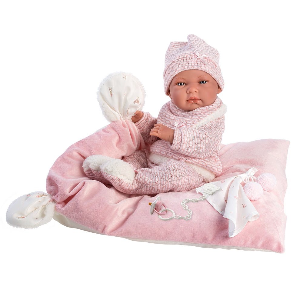 Llorens - Anatomically Correct Baby Girl Doll with Pink Outfit & Cushion: Nica - 40cm