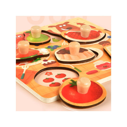 Mideer - Wooden Peg Puzzle - Dinner Time