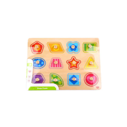 TookyToy - Wooden Peg Puzzle - Shapes & Colours